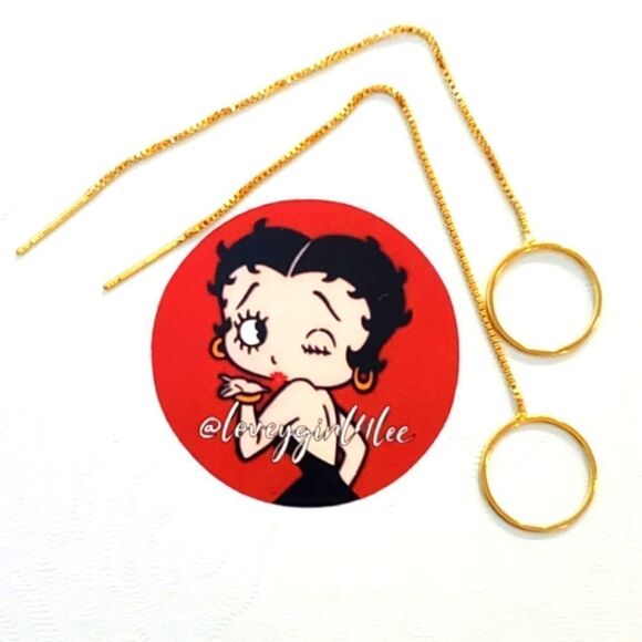 CIRCLE THREADER EARRINGS #GA1 - Picture 1 of 5